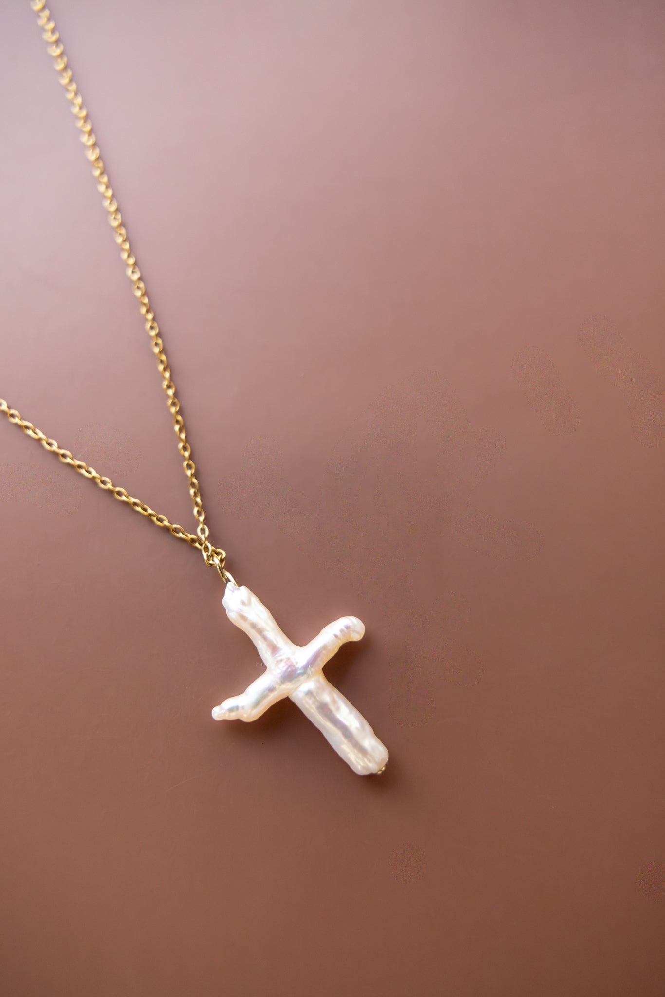 Chain + Large Pearl Cross