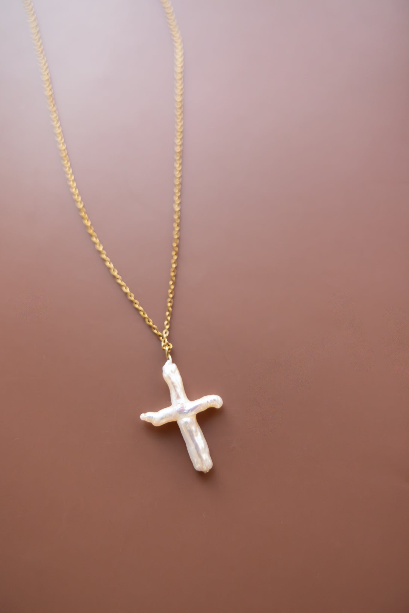 Chain + Large Pearl Cross