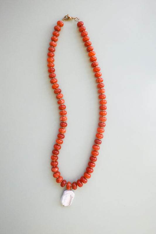 Orange + Pearl Necklace