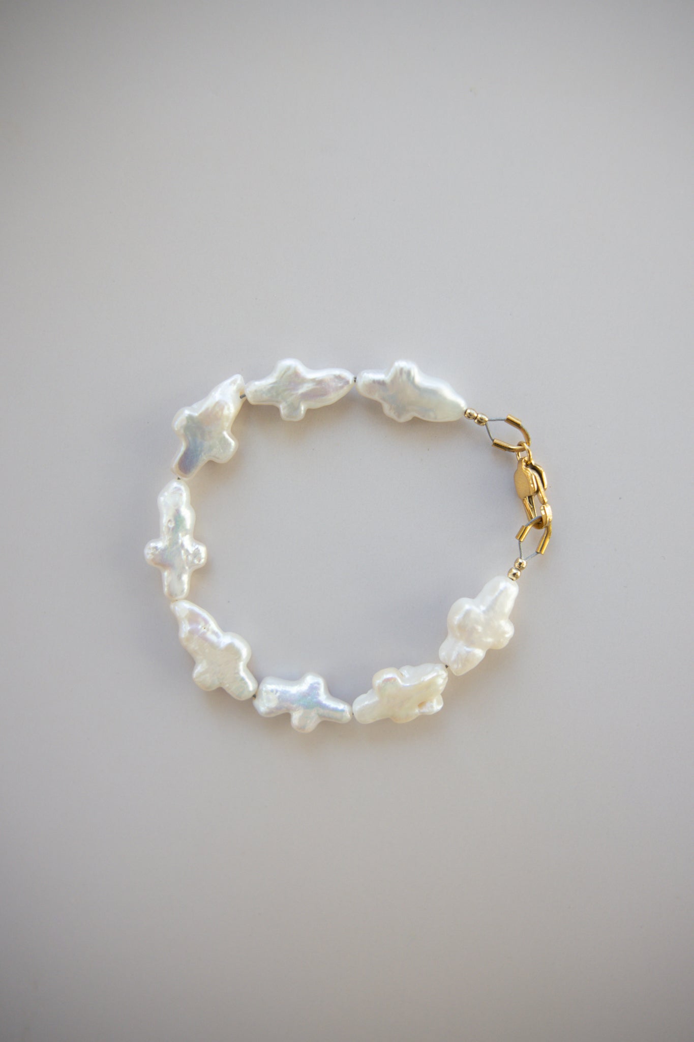 Irregular Pearl Cross Bracelet