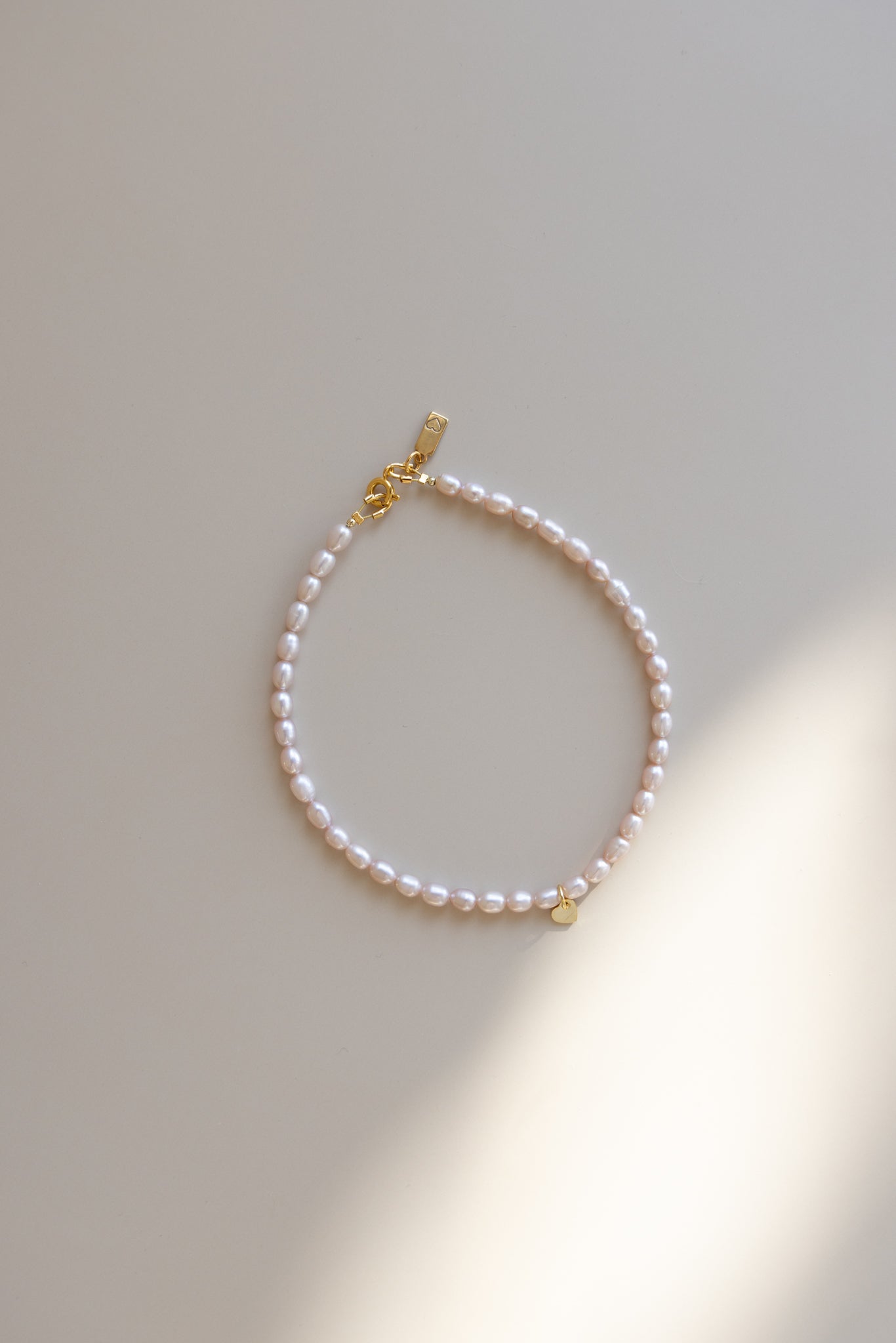 Baby + Kid Pink Pearl Necklace + Gold Heart Charm