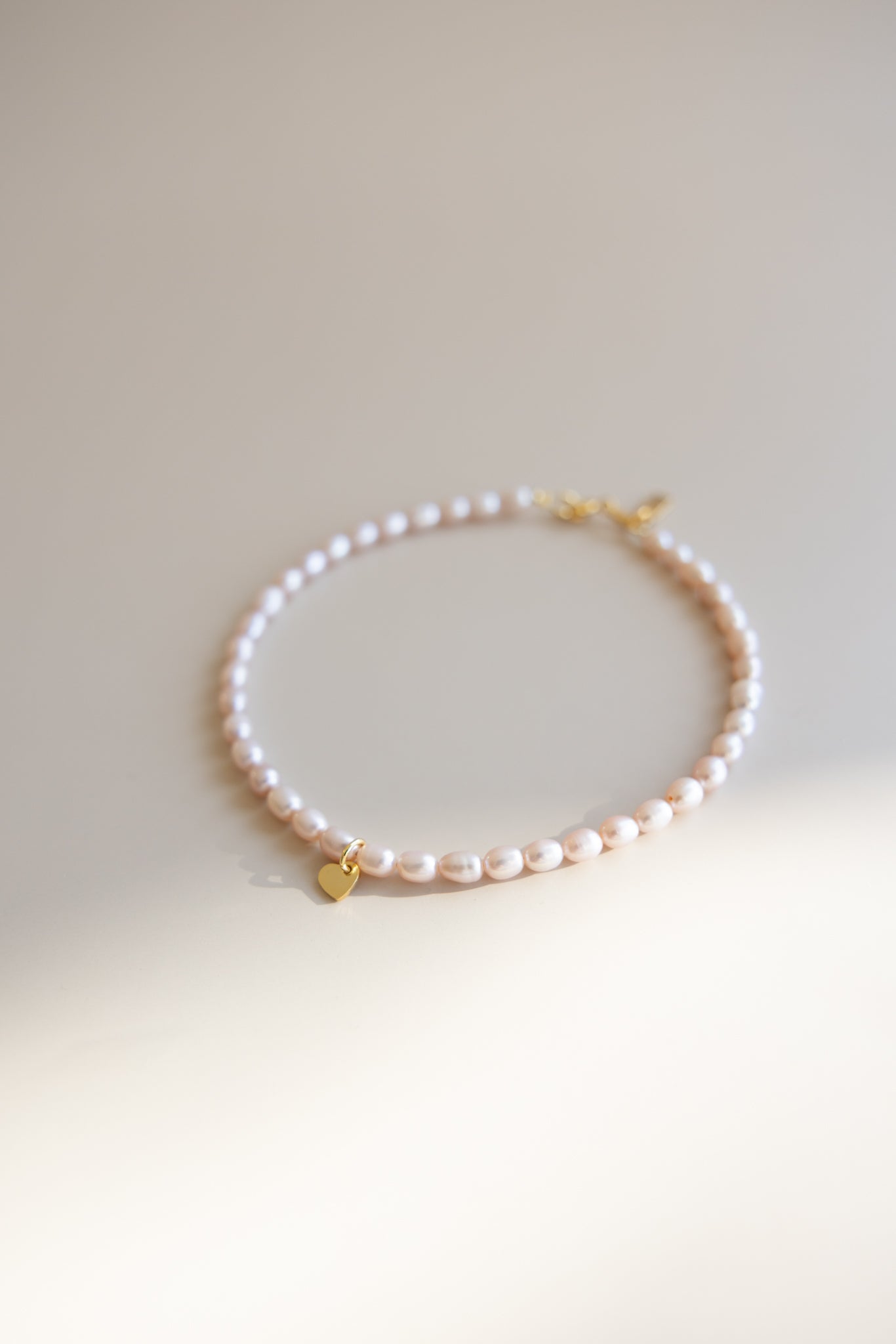 Baby + Kid Pink Pearl Necklace + Gold Heart Charm