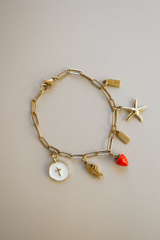Paper Clip Chain Bracelet + Charms