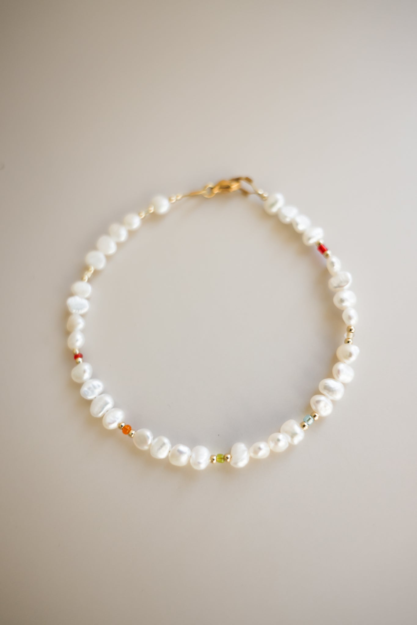 Pearl + Rainbow Anklet