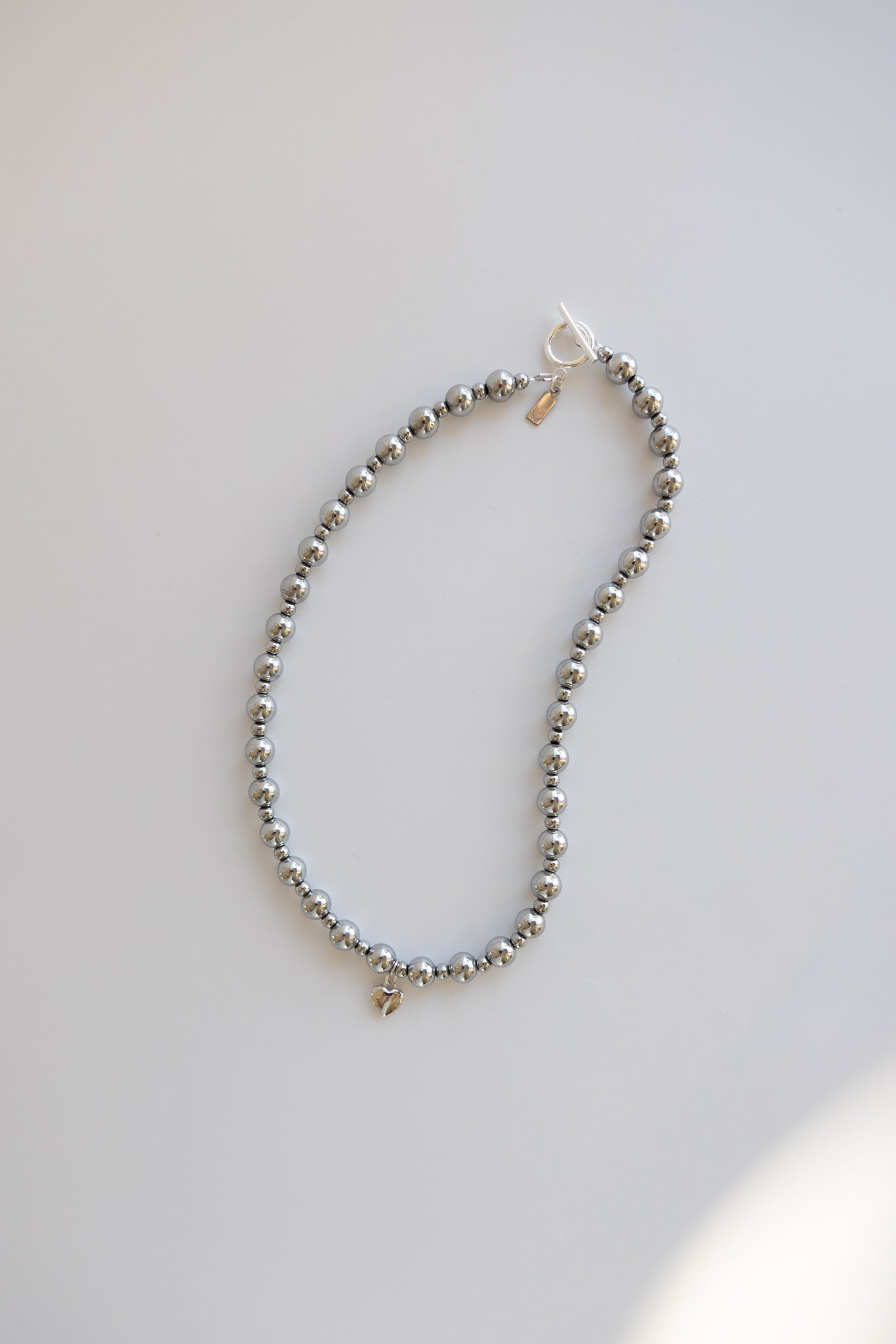 Hematite Necklace + Heart Pendant