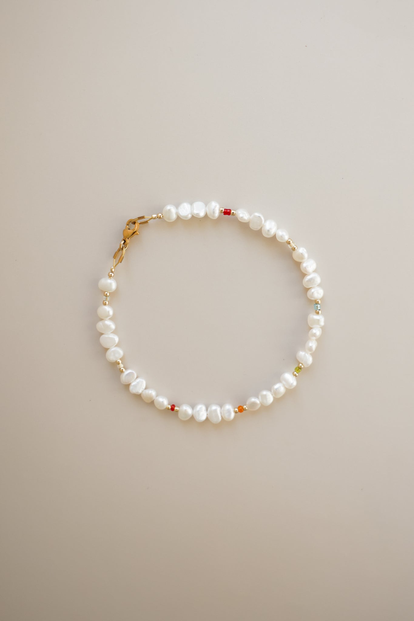 Pearl + Rainbow Anklet