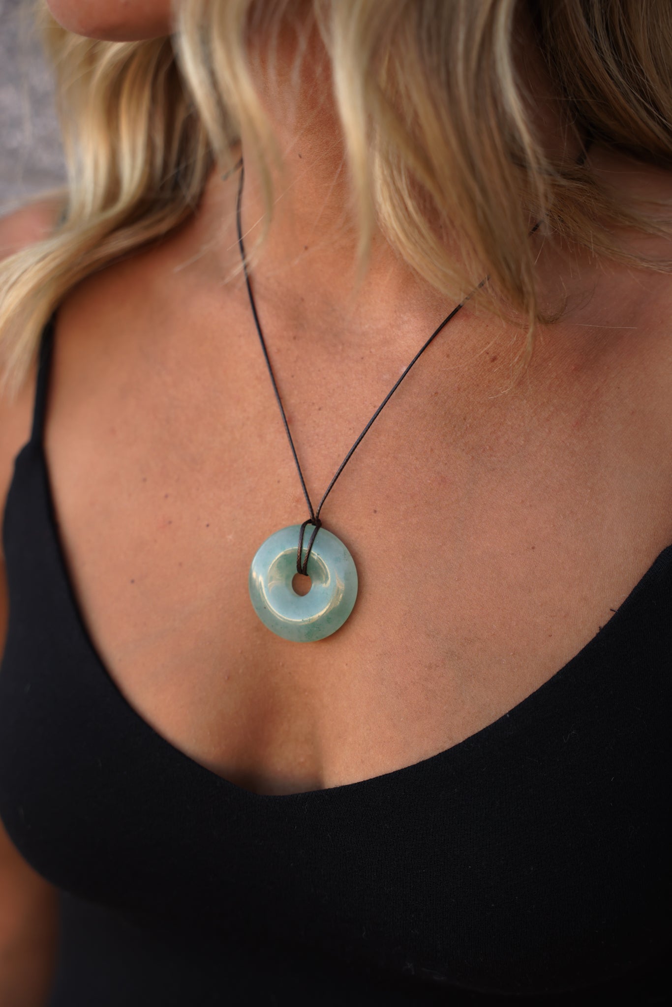 Green Aventurine Cord Pendant Necklace