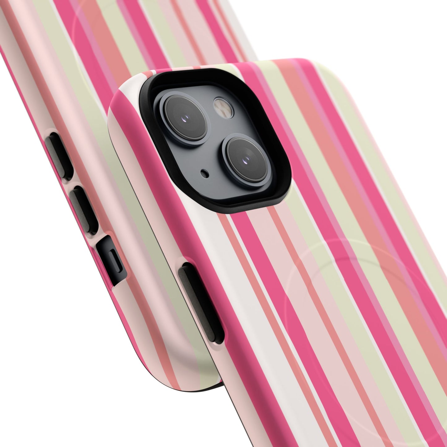 Magnetic Tough Case — Pink Striped Phone Cover (MagSafe Compatible)