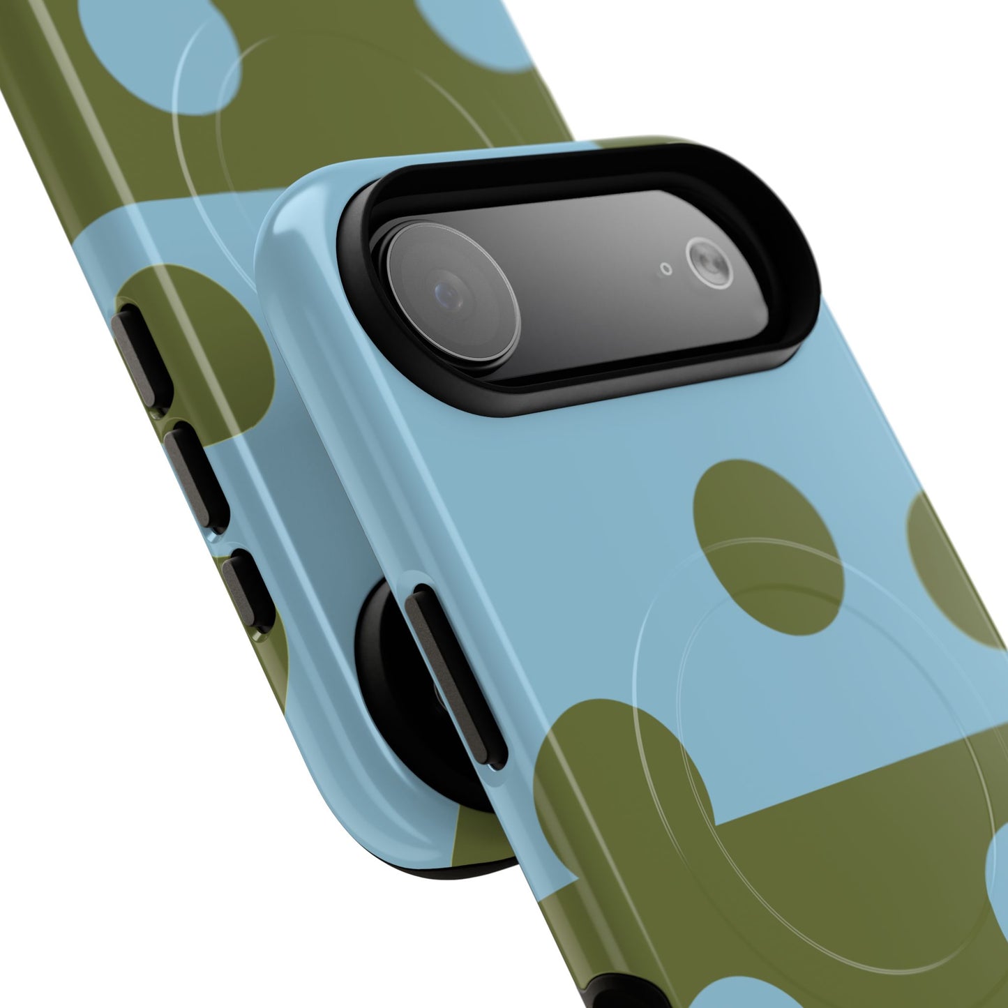 Polka Dot Magnetic Phone Case — Blue & Olive Protective Snap-On Cover