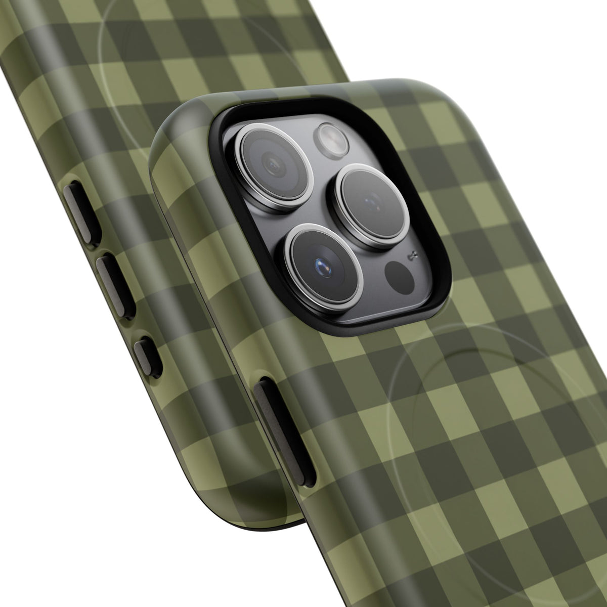Green Buffalo Plaid Magnetic Phone Case — Tough Protective MagSafe-Compatible Case
