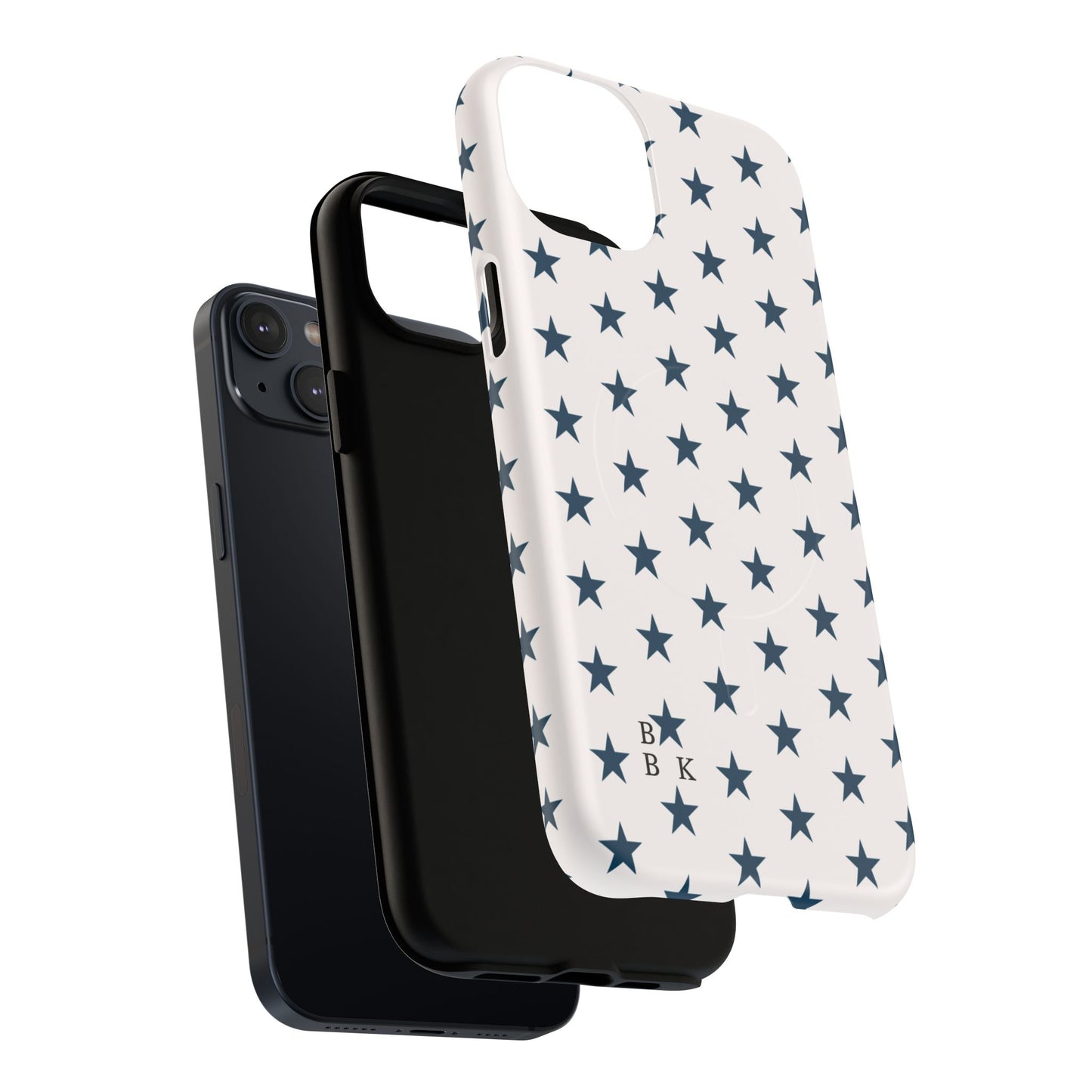 Star Pattern Tough Magnetic Phone Case — Navy Stars on White