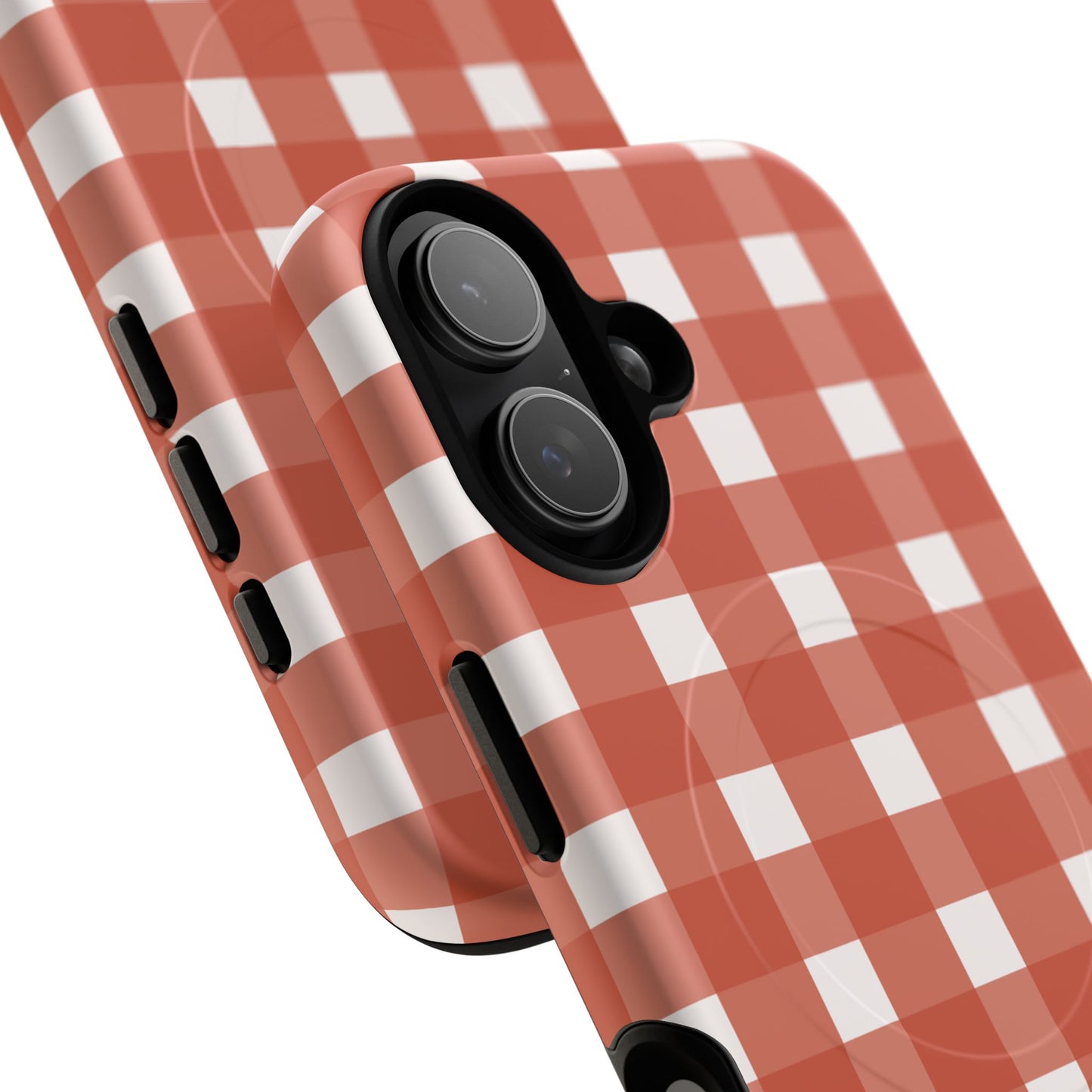 Burnt Orange Gingham Tough Magnetic Phone Case — Plaid Protective iPhone Cover