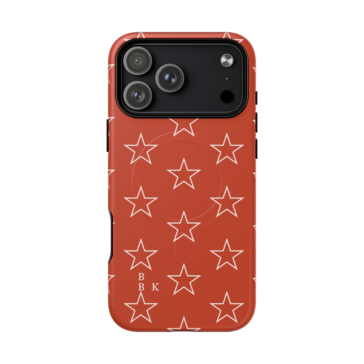 Star Pattern Tough Magnetic Phone Case — Rust Red Protective iPhone Cover