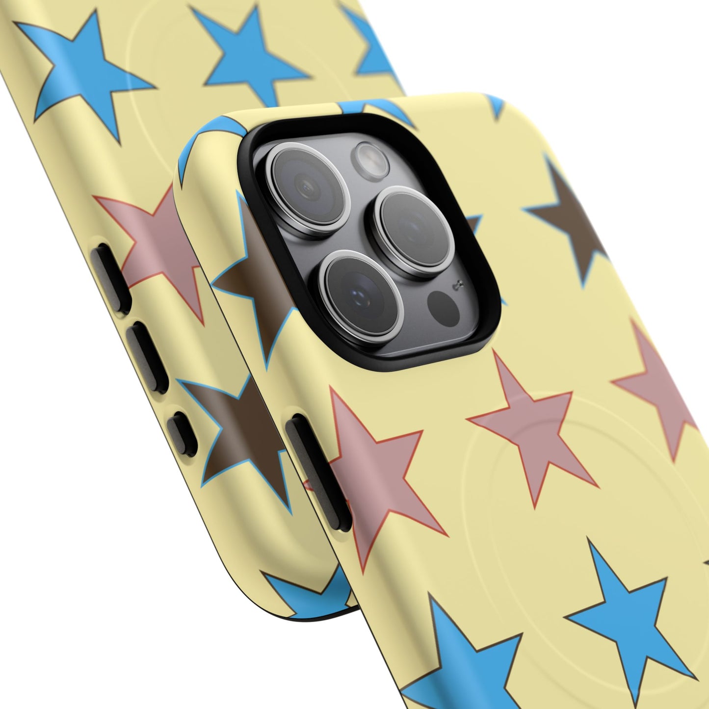 Star Pattern Tough Magnetic Phone Case — Colorful Retro Stars Protective Cover
