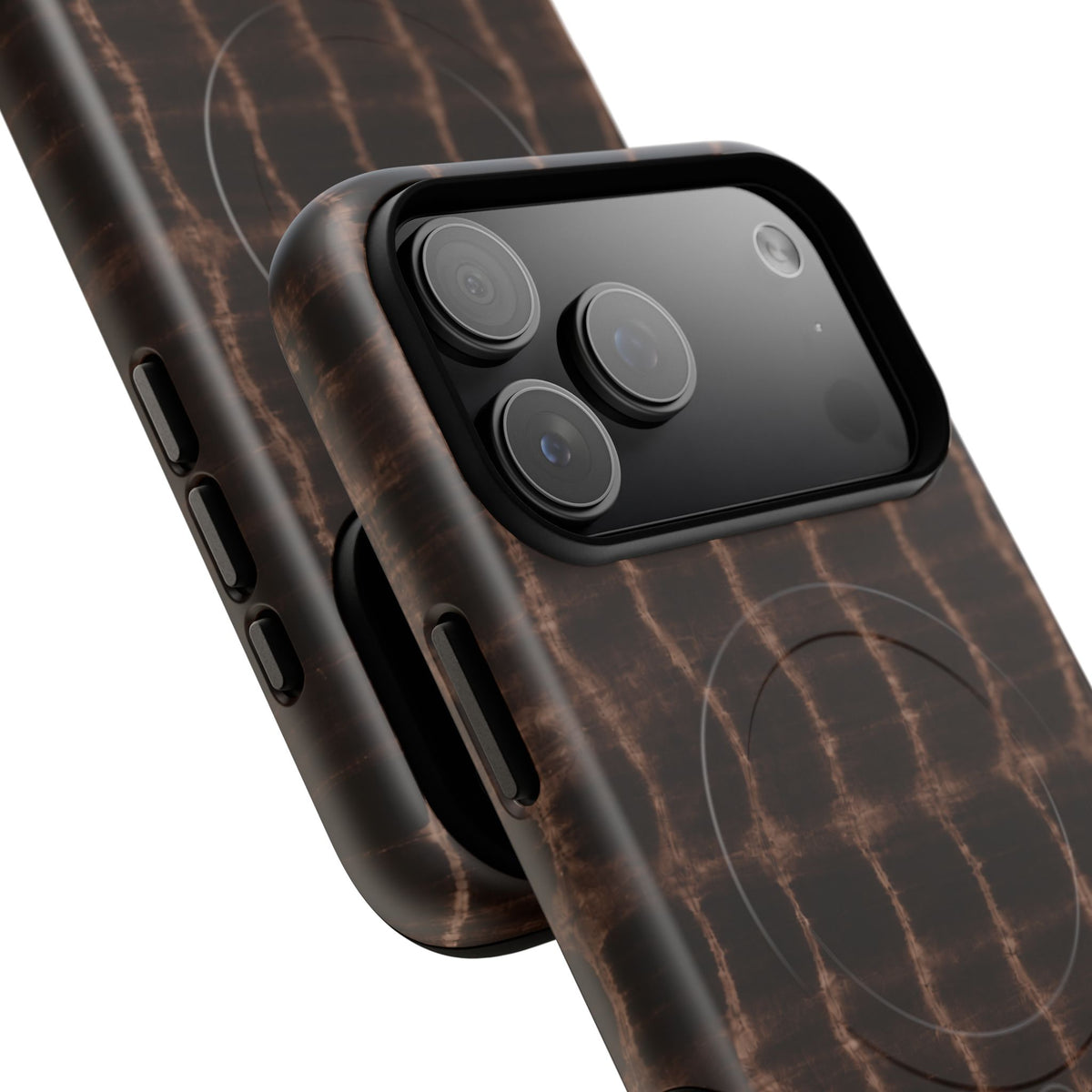 MagSafe Phone Case — Brown Croc Pattern Tough Magnetic Case
