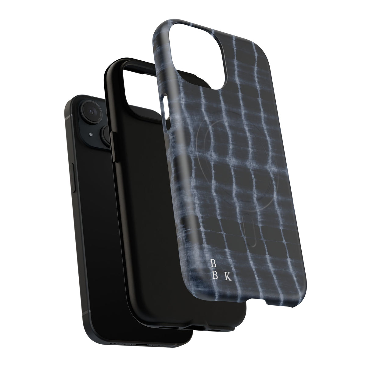Magnetic Phone Case — Black Tie-Dye Tough Protective Cover with MagSafe