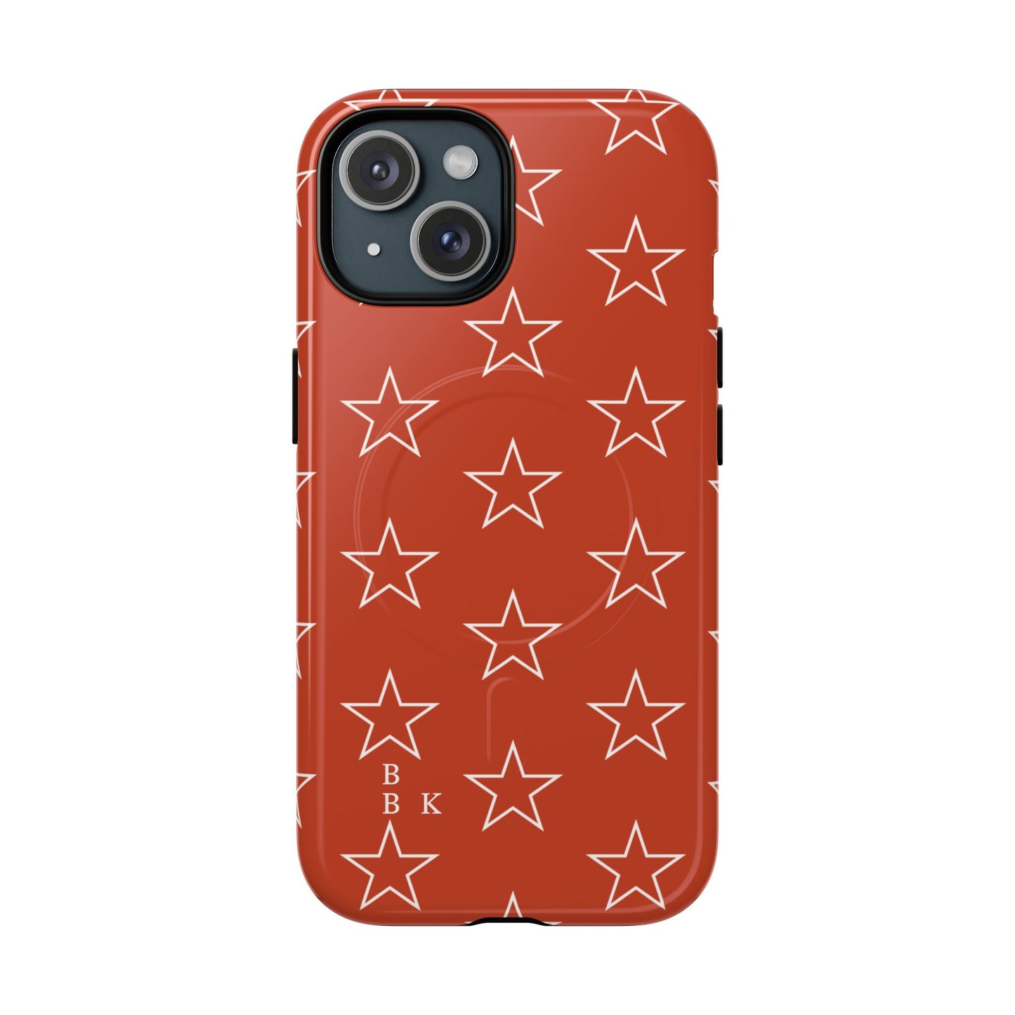 Star Pattern Tough Magnetic Phone Case — Rust Red Protective iPhone Cover