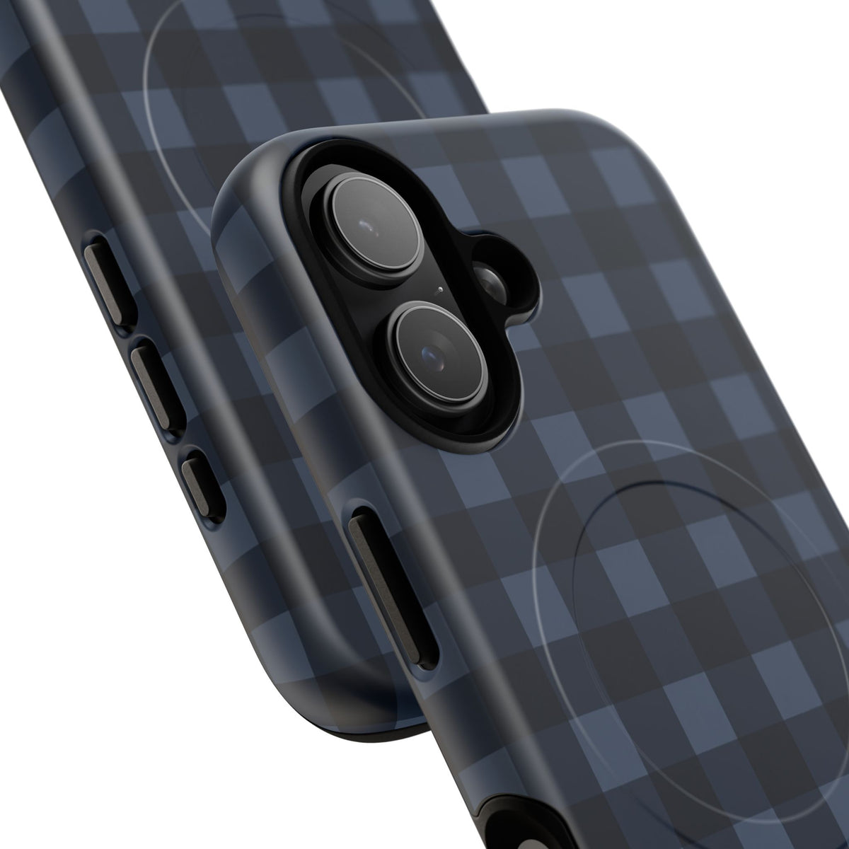 Plaid Magnetic Phone Case — Navy Buffalo Check Tough MagSafe-Compatible Case