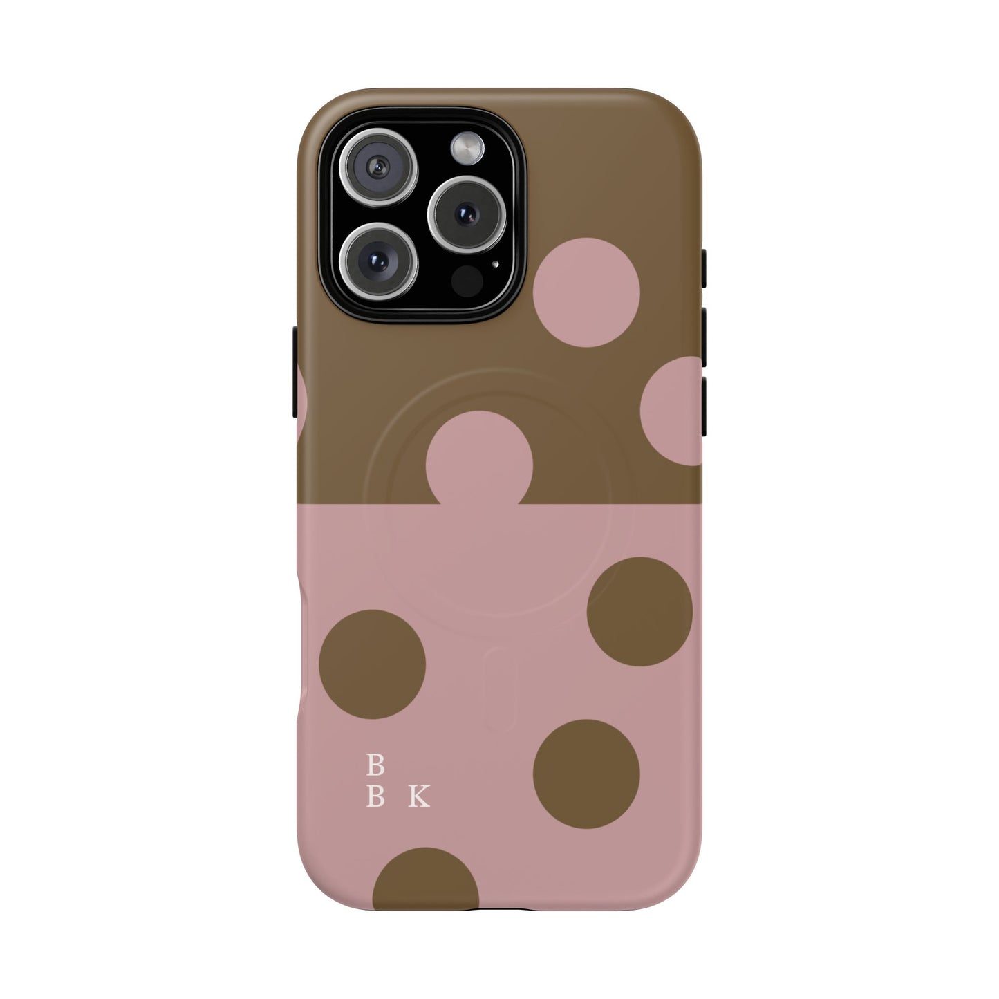 Pink + Yellow Polka Dot Magnetic Tough Case — Protective Magnetic Phone Case with 'BBK' Accent