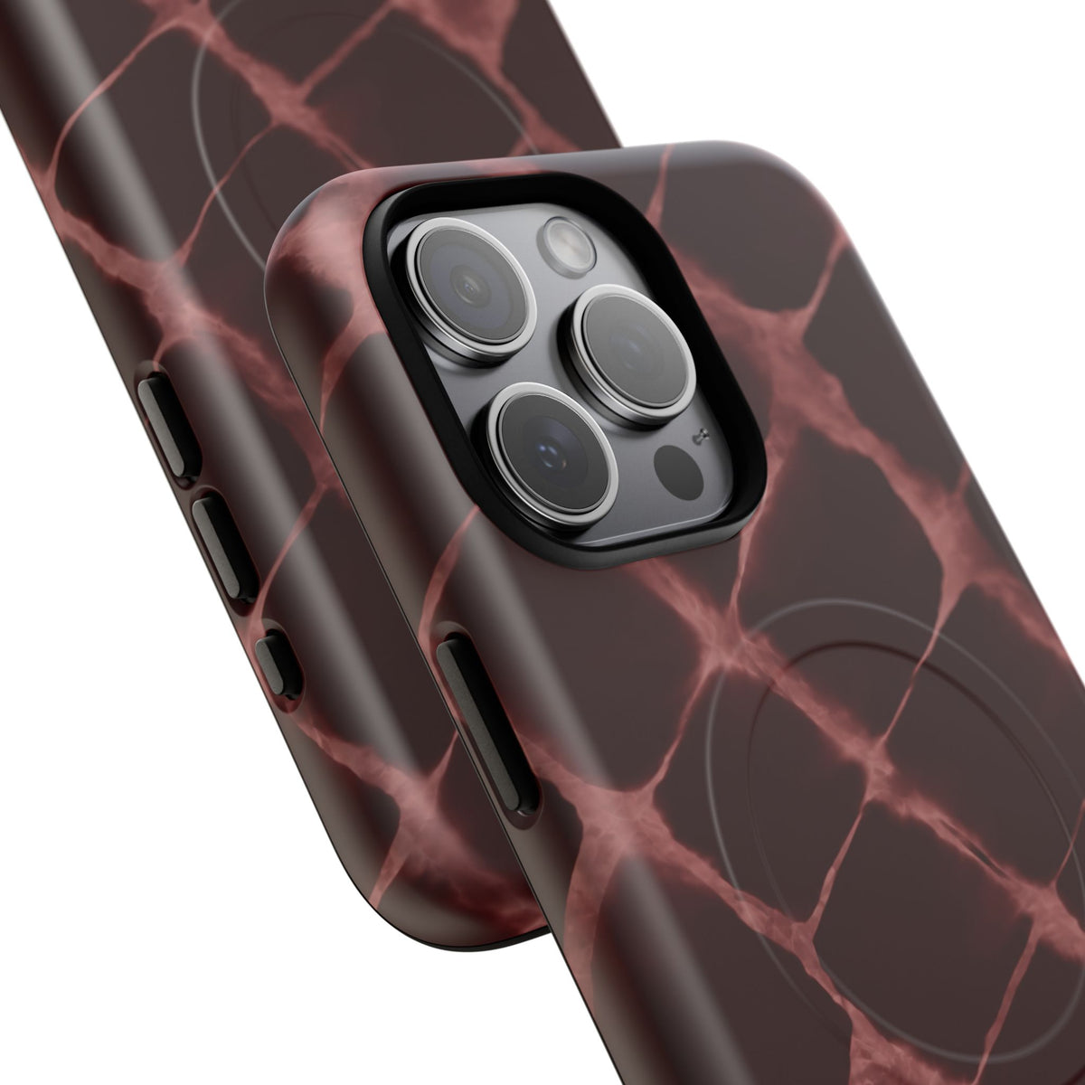 Magnetic Phone Case — Burgundy Marble Tough Protective Cover