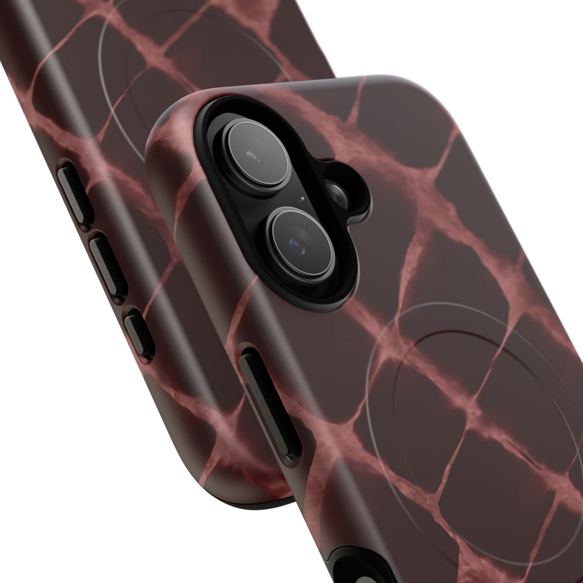 Magnetic Phone Case — Burgundy Marble Tough Protective Cover