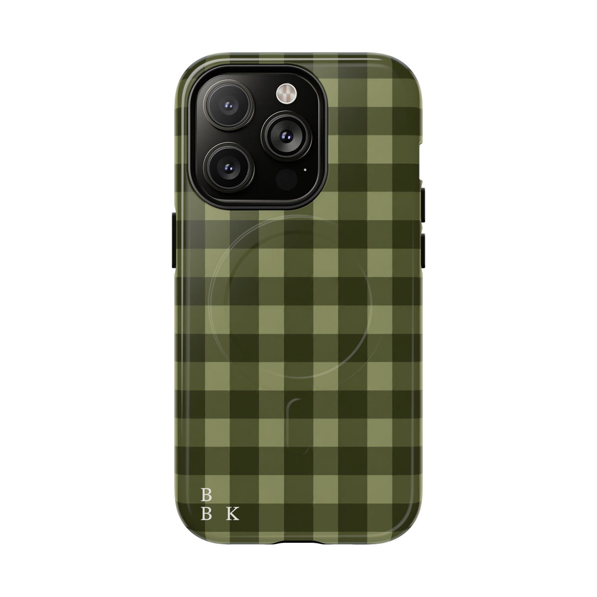 Green Buffalo Plaid Magnetic Phone Case — Tough Protective MagSafe-Compatible Case