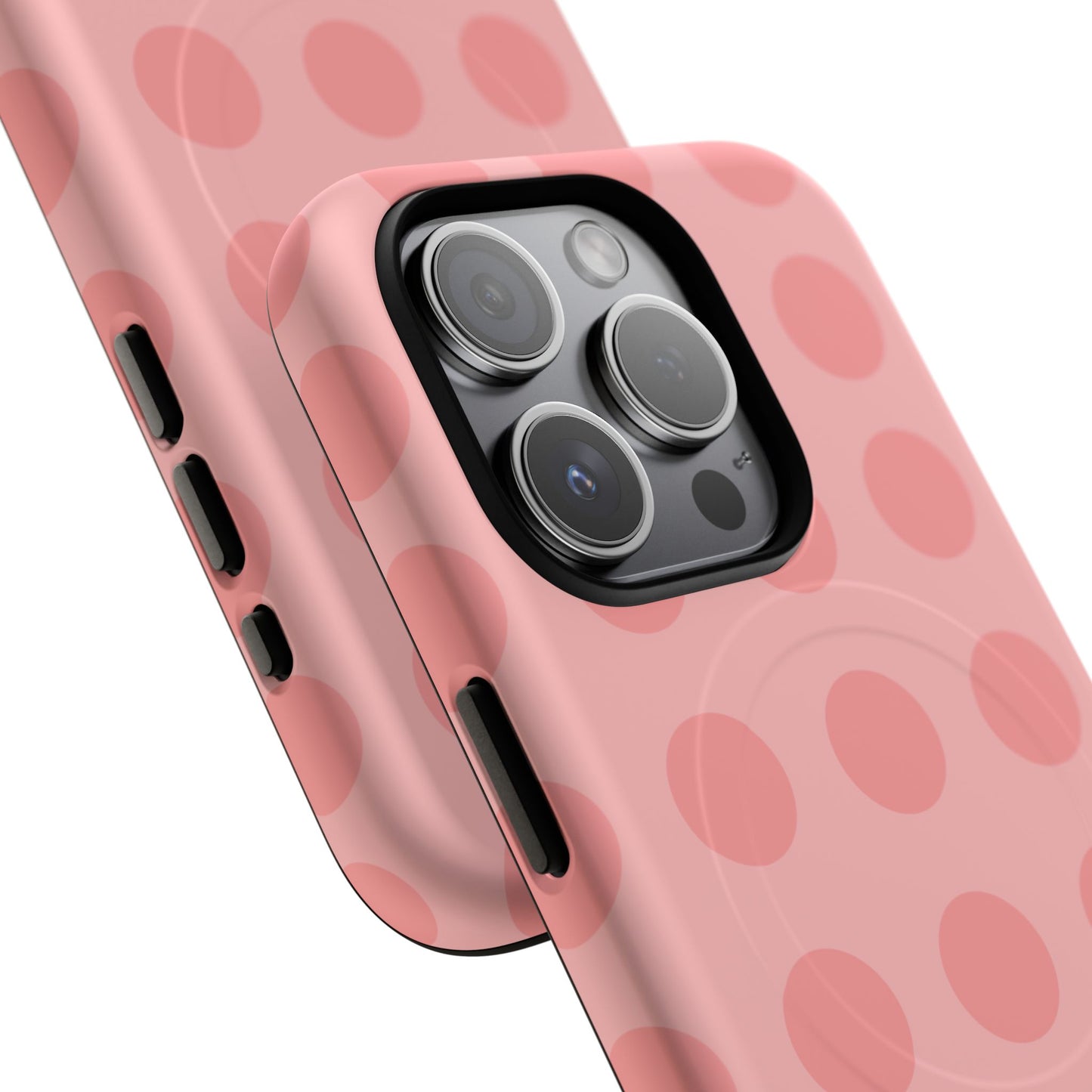 Magnetic Phone Case — Pink Polka Dot Tough Protective Cover