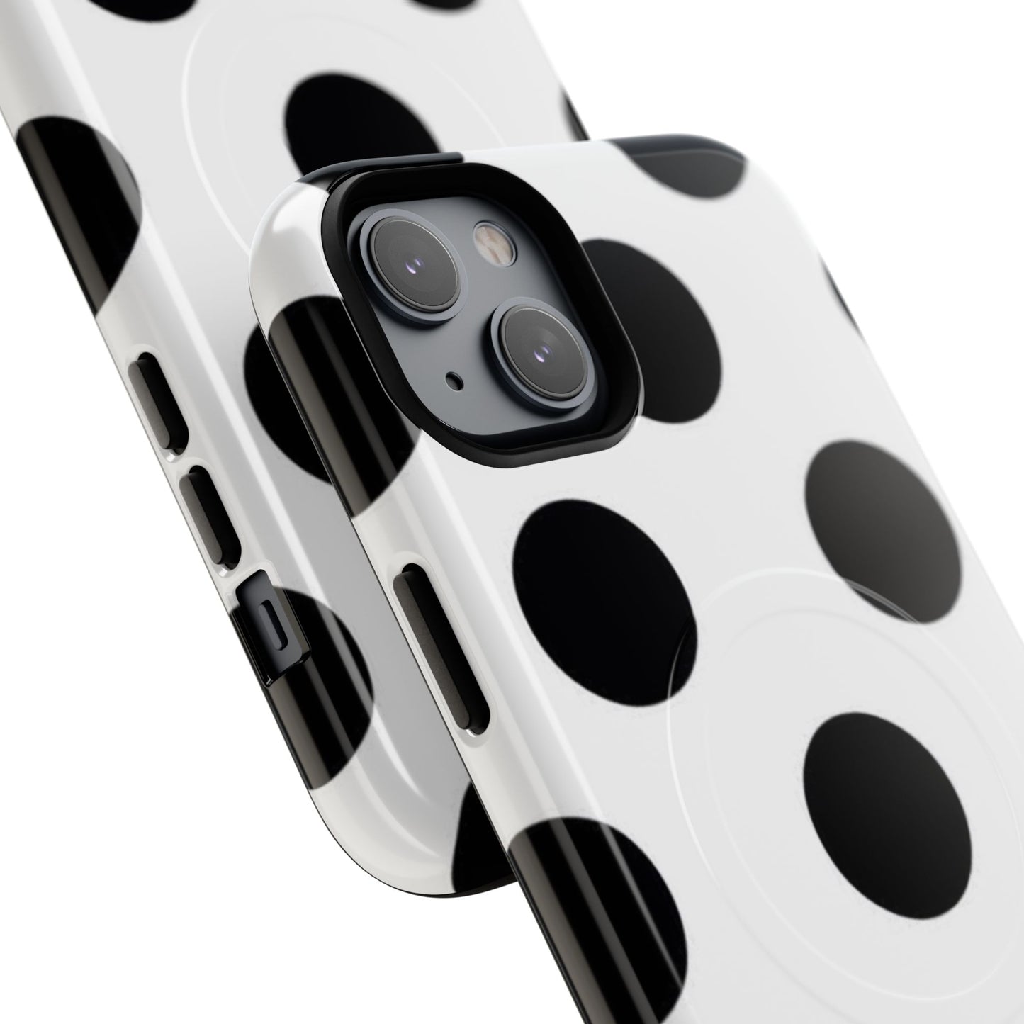Polka Dot Magnetic Phone Case — Black & White Retro Dot Tough Case