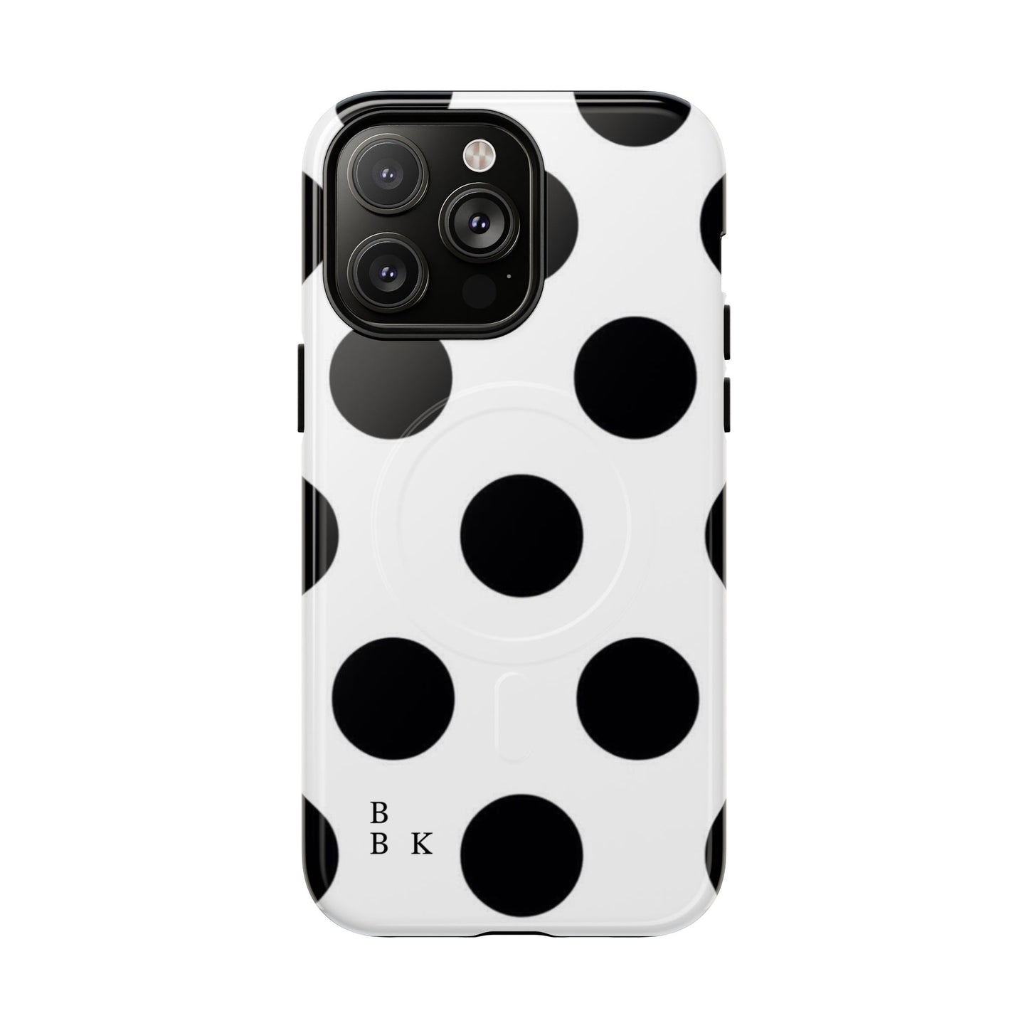 Polka Dot Magnetic Phone Case — Black & White Retro Dot Tough Case