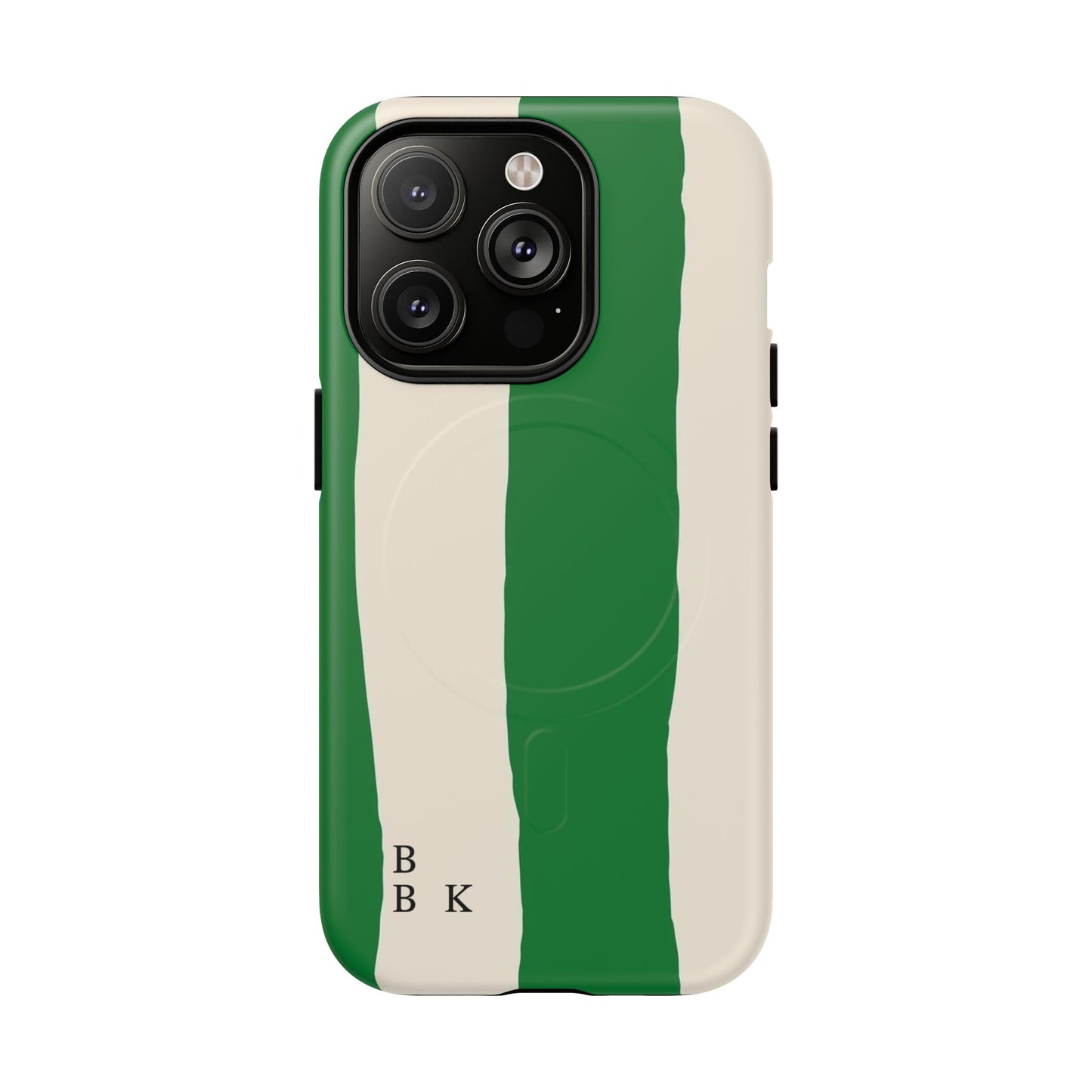 Green Stripe Tough Magnetic Phone Case — Custom Monogram BBK