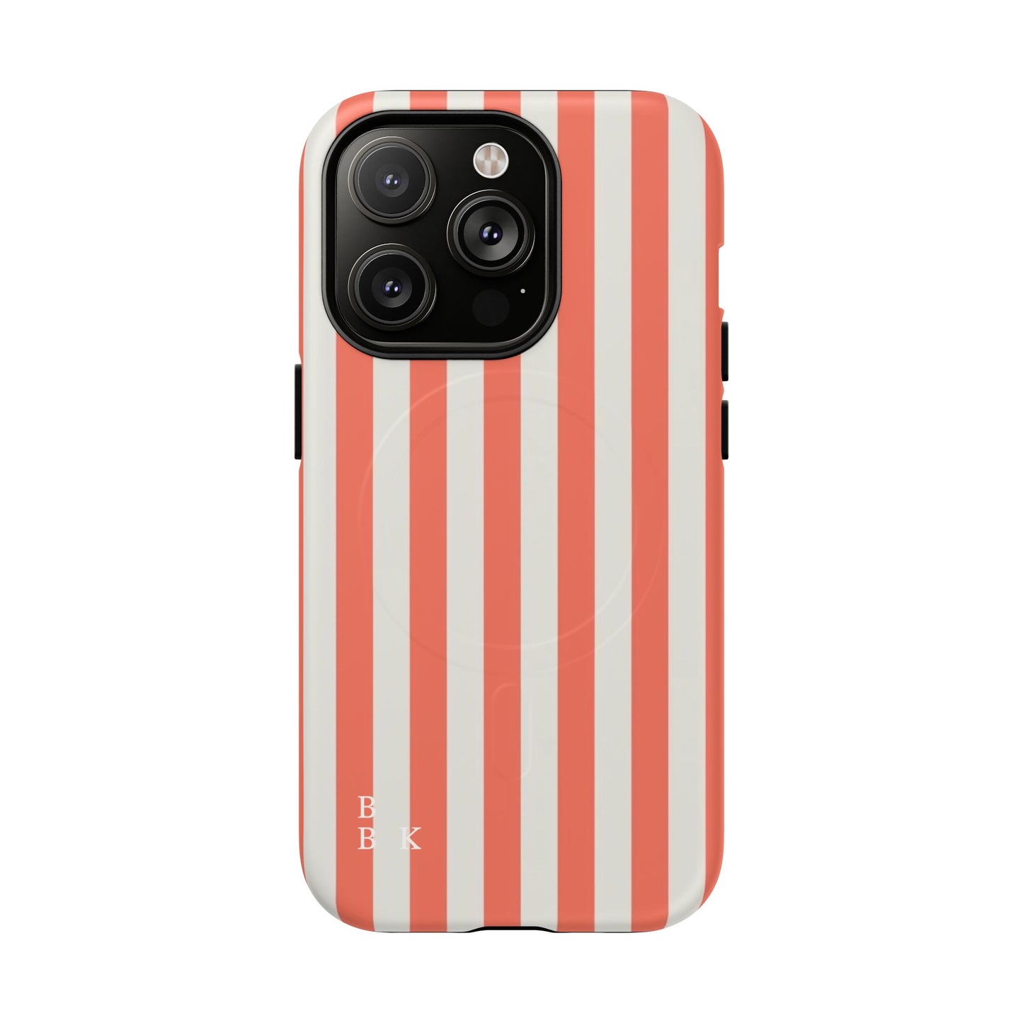 Striped Coral Magnetic Phone Case — Slim Protective Case with Vertical Red-White Stripes