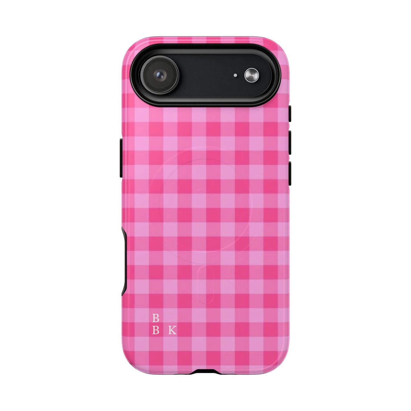 Pink Gingham Tough Magnetic Phone Case – Durable Checkered Design