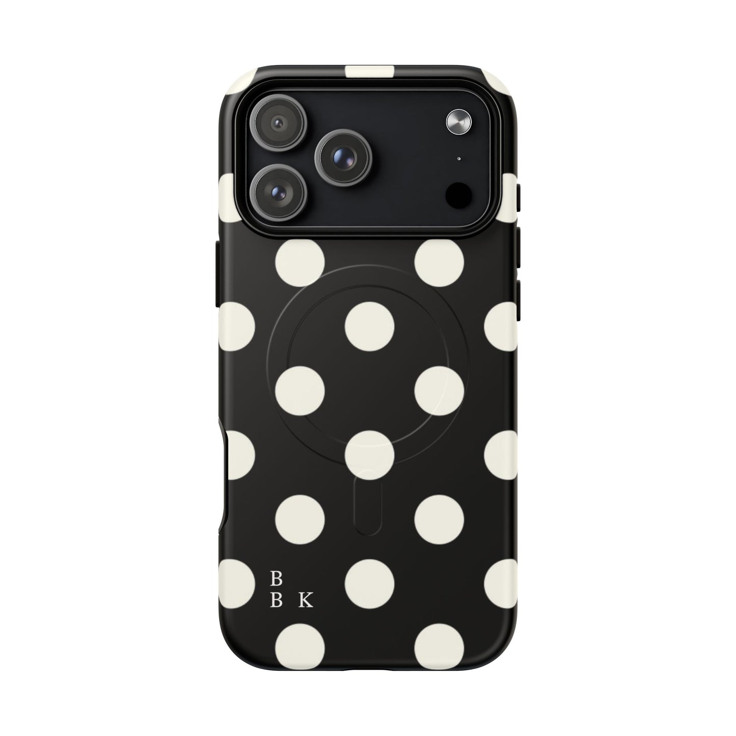 Polka Dot Tough Magnetic Phone Case — Black & White Protective MagSafe Case