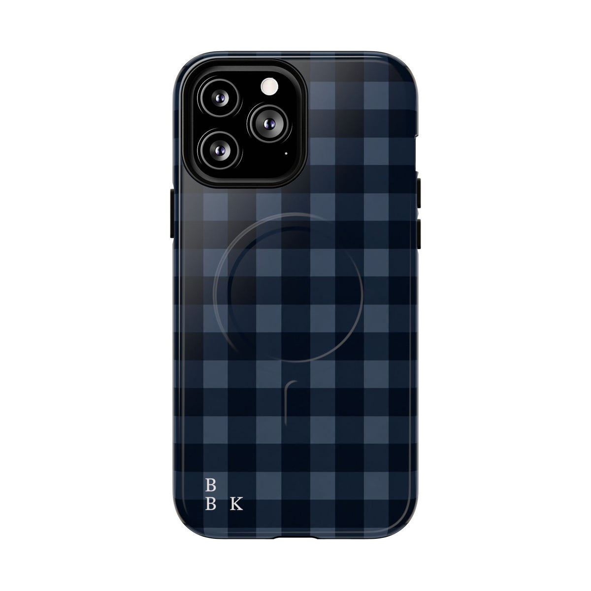 Plaid Magnetic Phone Case — Navy Buffalo Check Tough MagSafe-Compatible Case