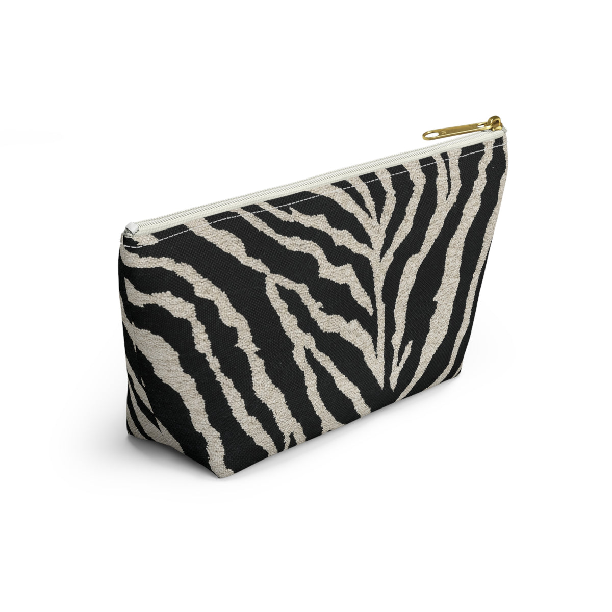 Zebra Print Accessory Pouch — Monogram Cosmetic Bag with T-Bottom