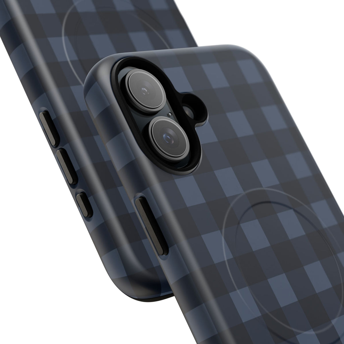 Plaid Magnetic Phone Case — Navy Buffalo Check Tough MagSafe-Compatible Case