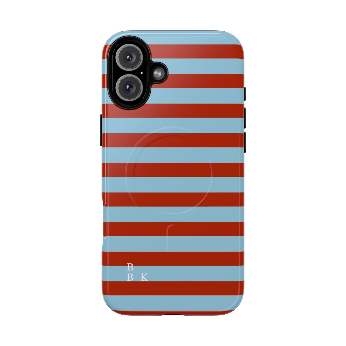 Striped Tough Magnetic Phone Case — Retro Red & Sky Blue