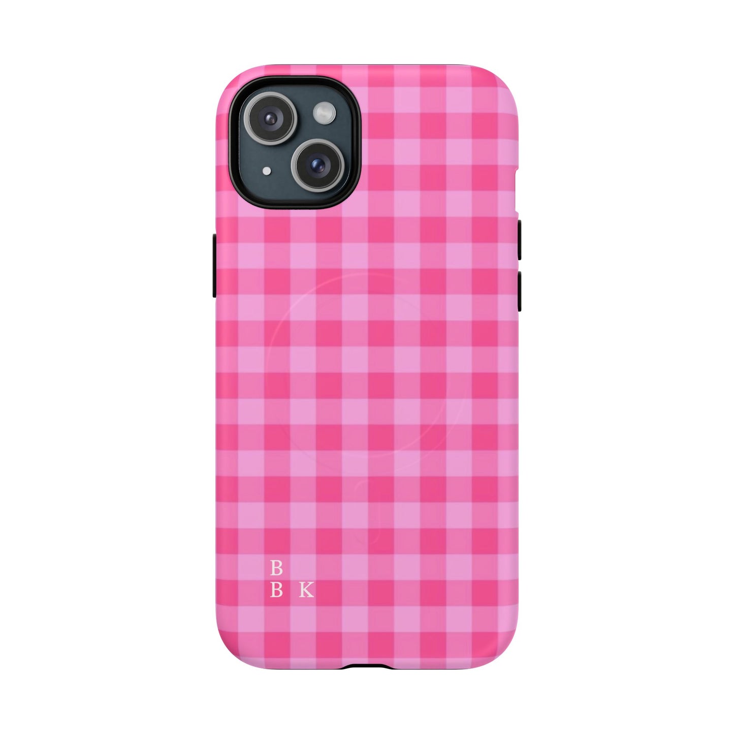 Pink Gingham Tough Magnetic Phone Case – Durable Checkered Design