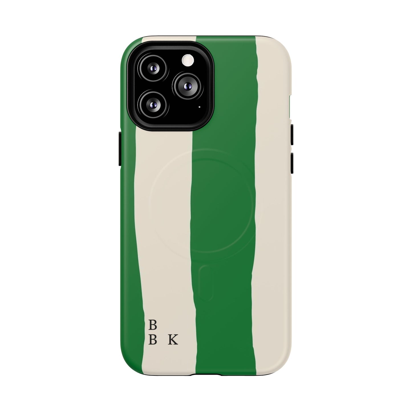 Green Stripe Tough Magnetic Phone Case — Custom Monogram BBK