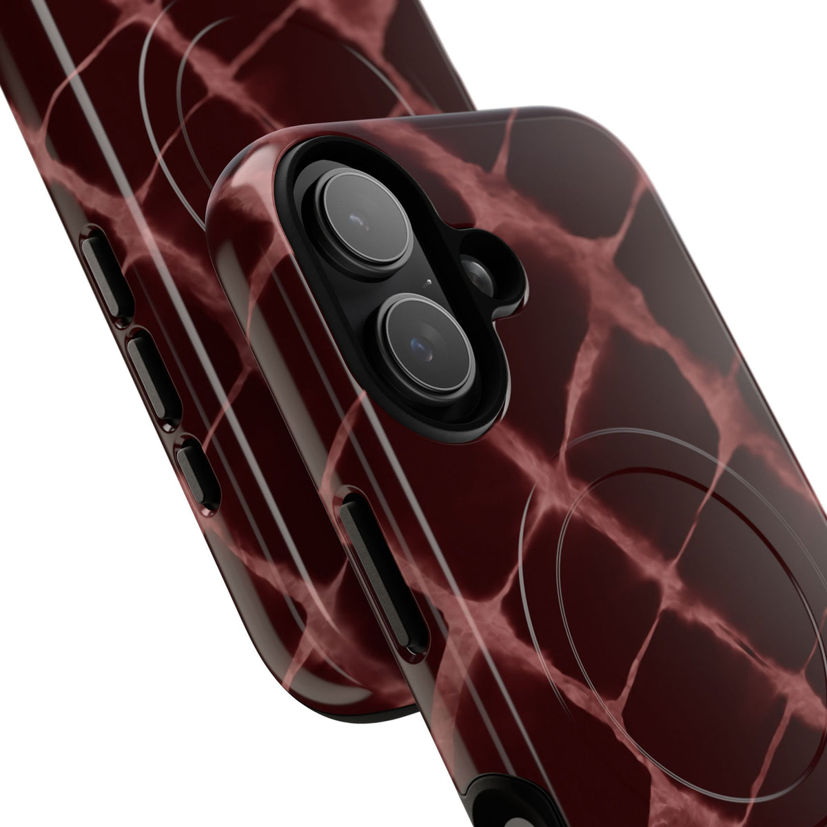 Magnetic Phone Case — Burgundy Marble Tough Protective Cover