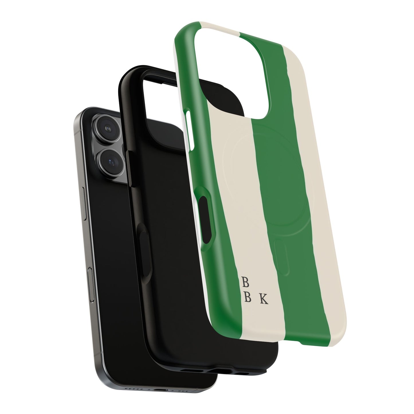 Green Stripe Tough Magnetic Phone Case — Custom Monogram BBK