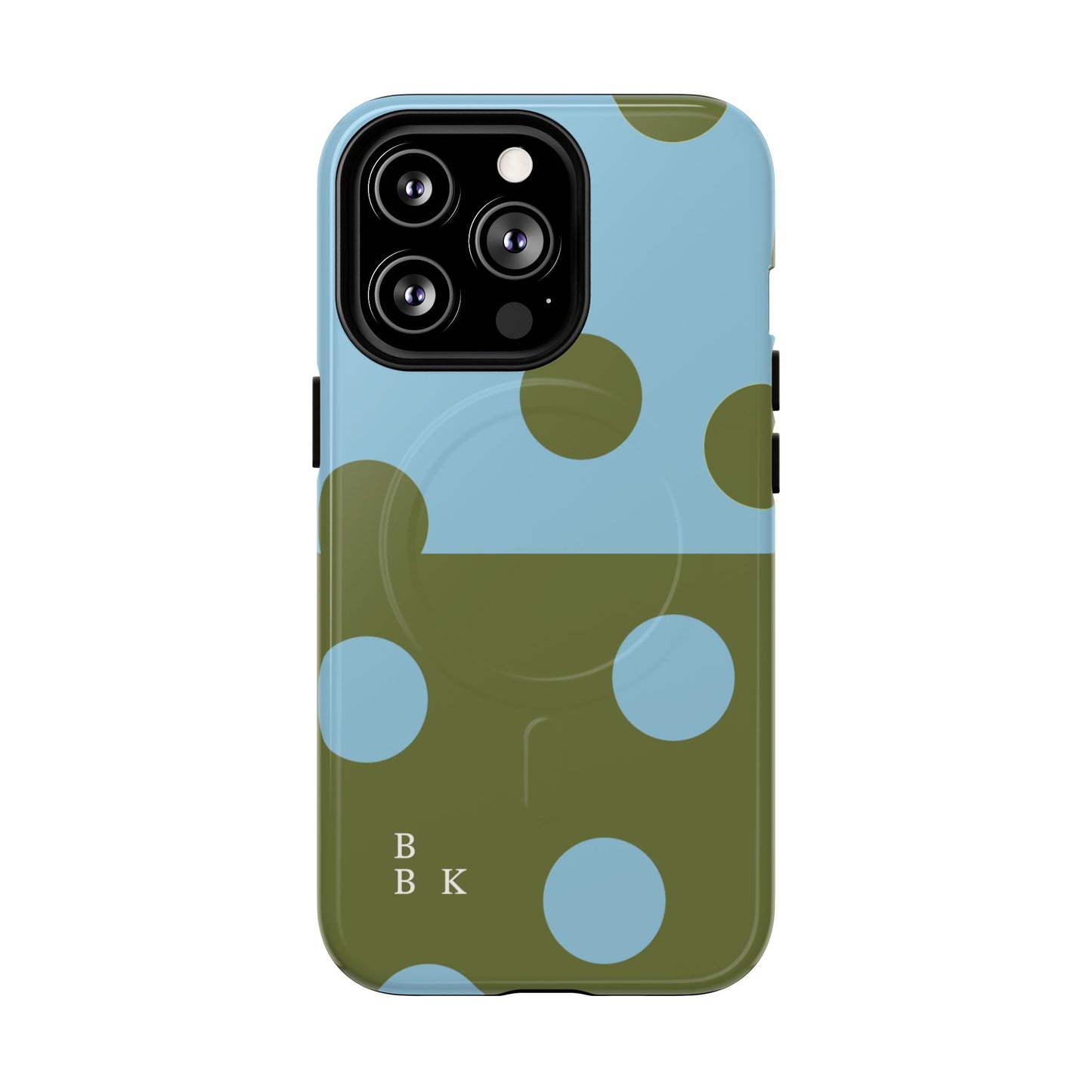 Polka Dot Magnetic Phone Case — Blue & Olive Protective Snap-On Cover