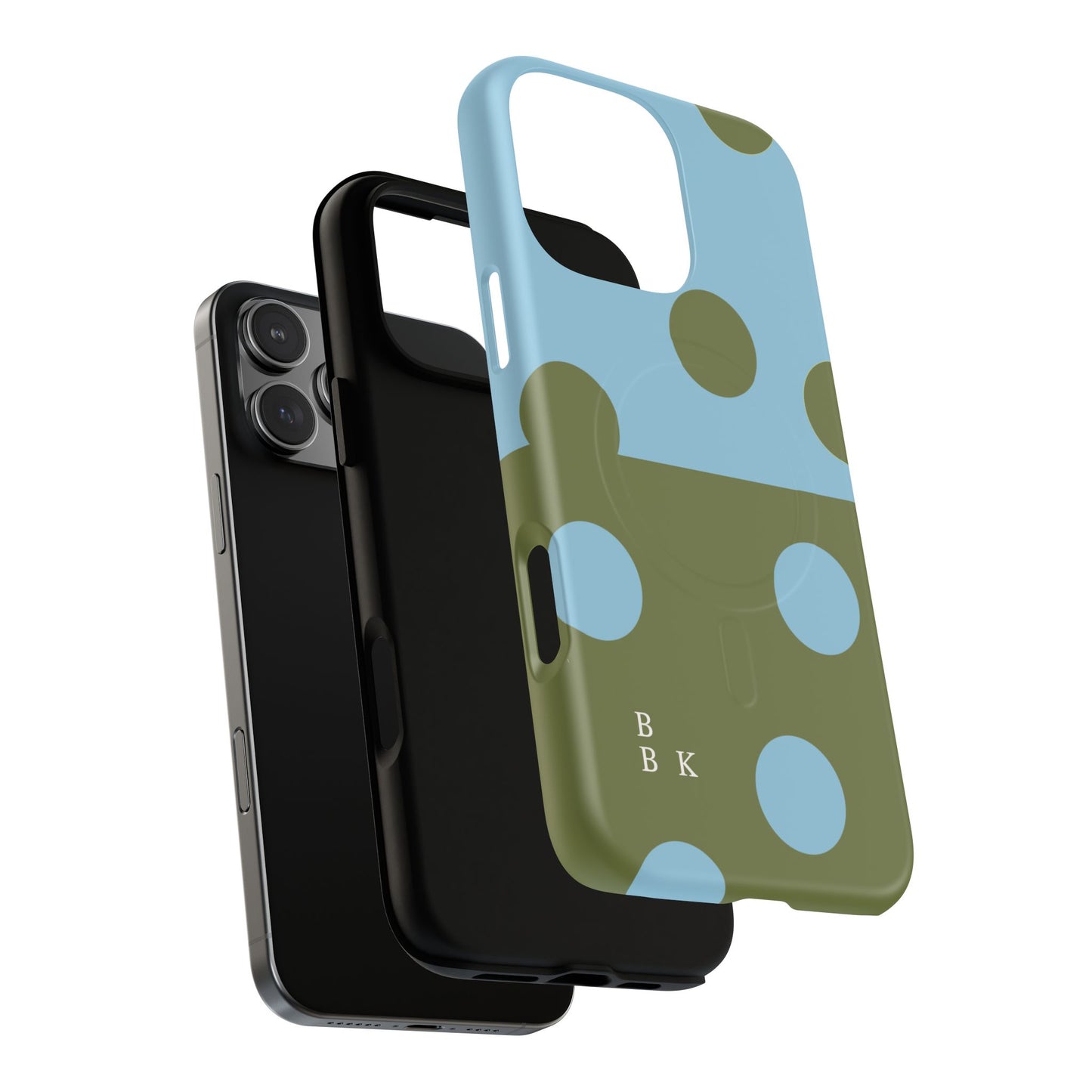 Polka Dot Magnetic Phone Case — Blue & Olive Protective Snap-On Cover