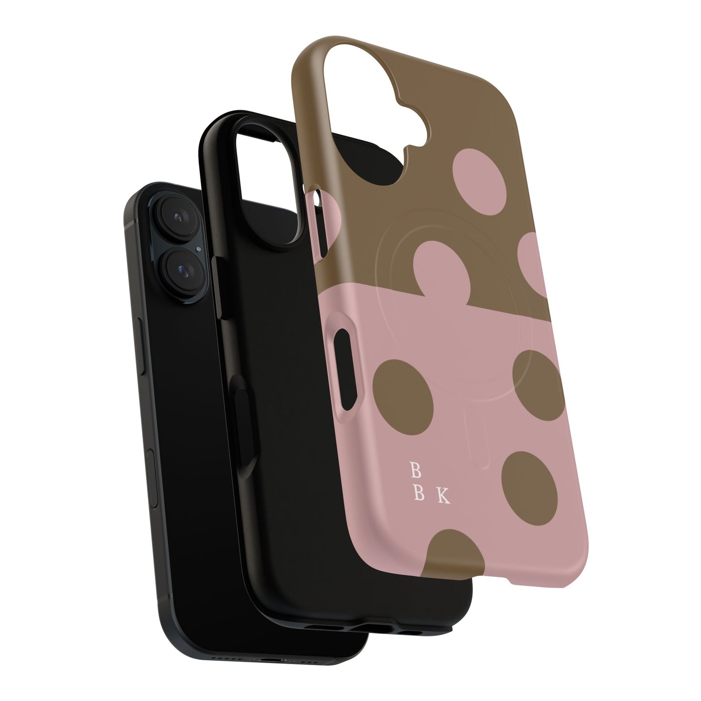 Pink + Yellow Polka Dot Magnetic Tough Case — Protective Magnetic Phone Case with 'BBK' Accent