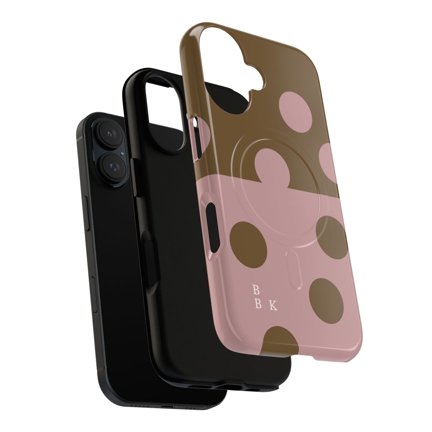 Pink + Yellow Polka Dot Magnetic Tough Case — Protective Magnetic Phone Case with 'BBK' Accent