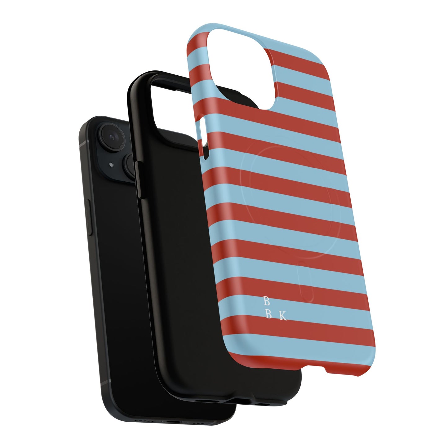 Striped Tough Magnetic Phone Case — Retro Red & Sky Blue