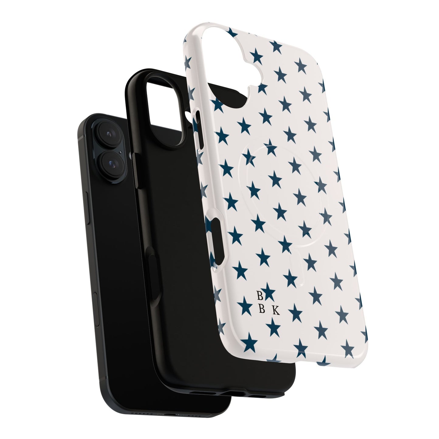 Star Pattern Tough Magnetic Phone Case — Navy Stars on White