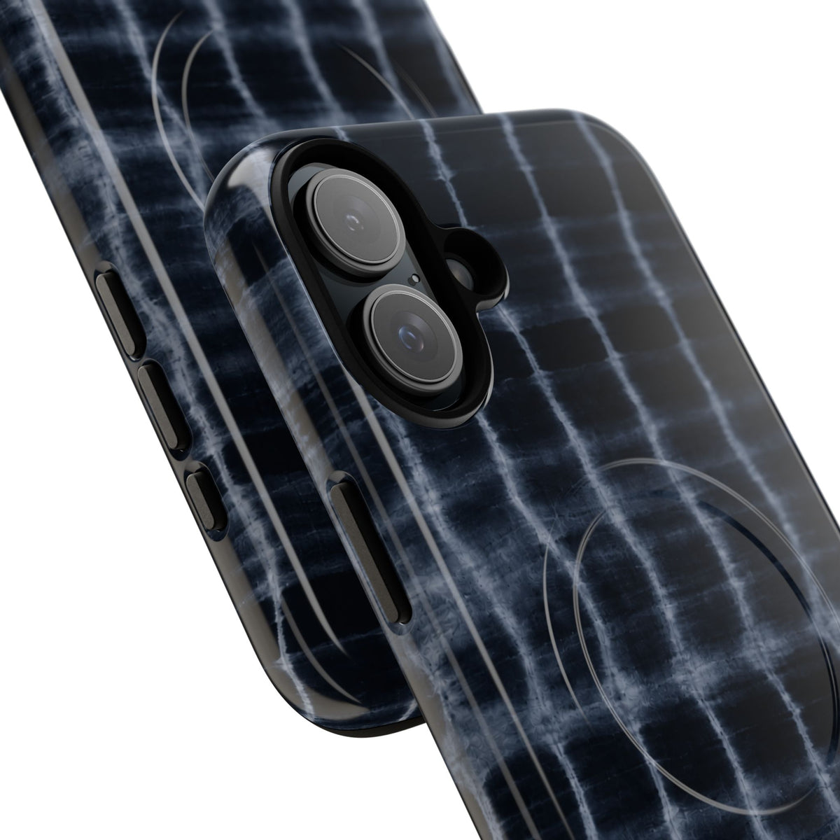 Magnetic Phone Case — Black Tie-Dye Tough Protective Cover with MagSafe
