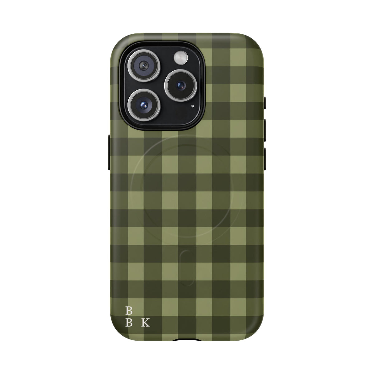 Green Buffalo Plaid Magnetic Phone Case — Tough Protective MagSafe-Compatible Case