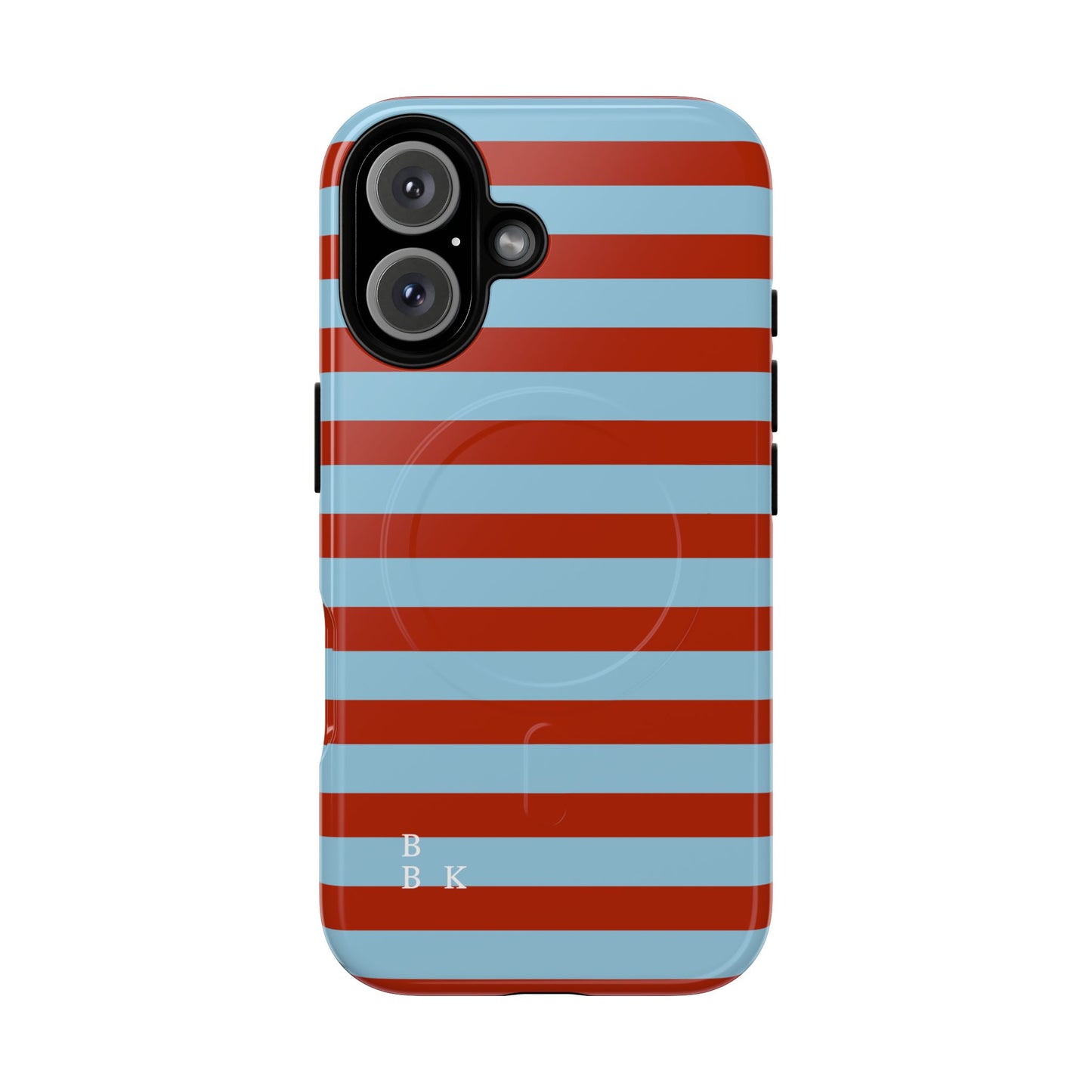 Striped Tough Magnetic Phone Case — Retro Red & Sky Blue
